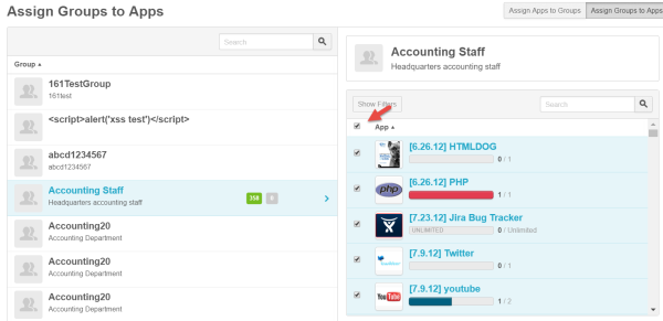 Assign apps to groups