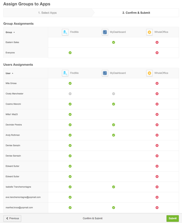 Assign apps to groups