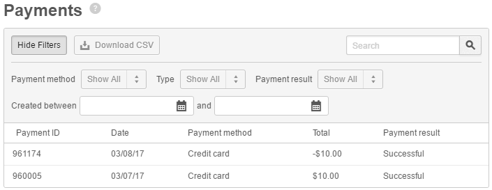 View payments and refunds