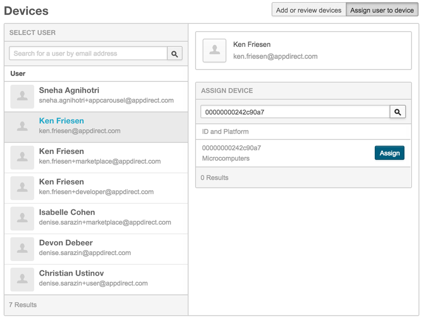 Assign users to devices