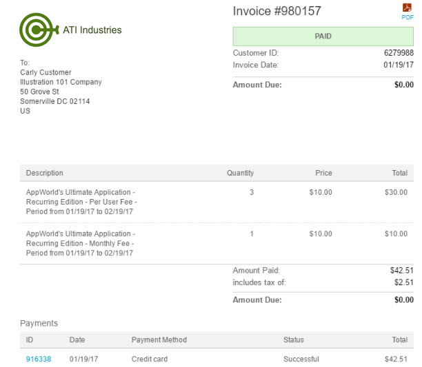 View paid invoice