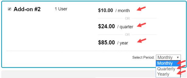 Tiered add-on pricing in checkout flow