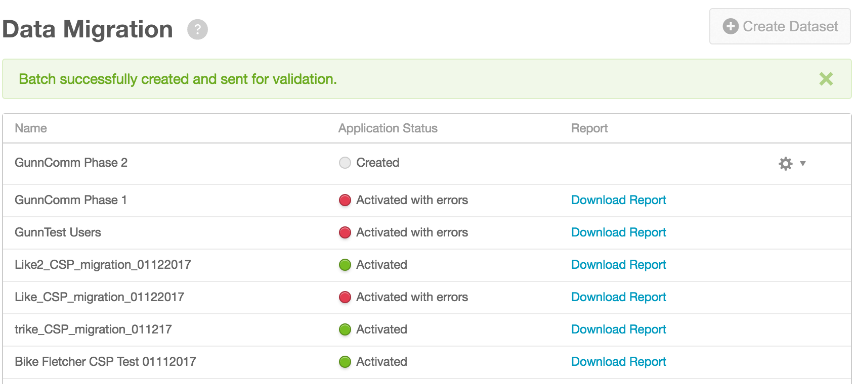 Data Migration table