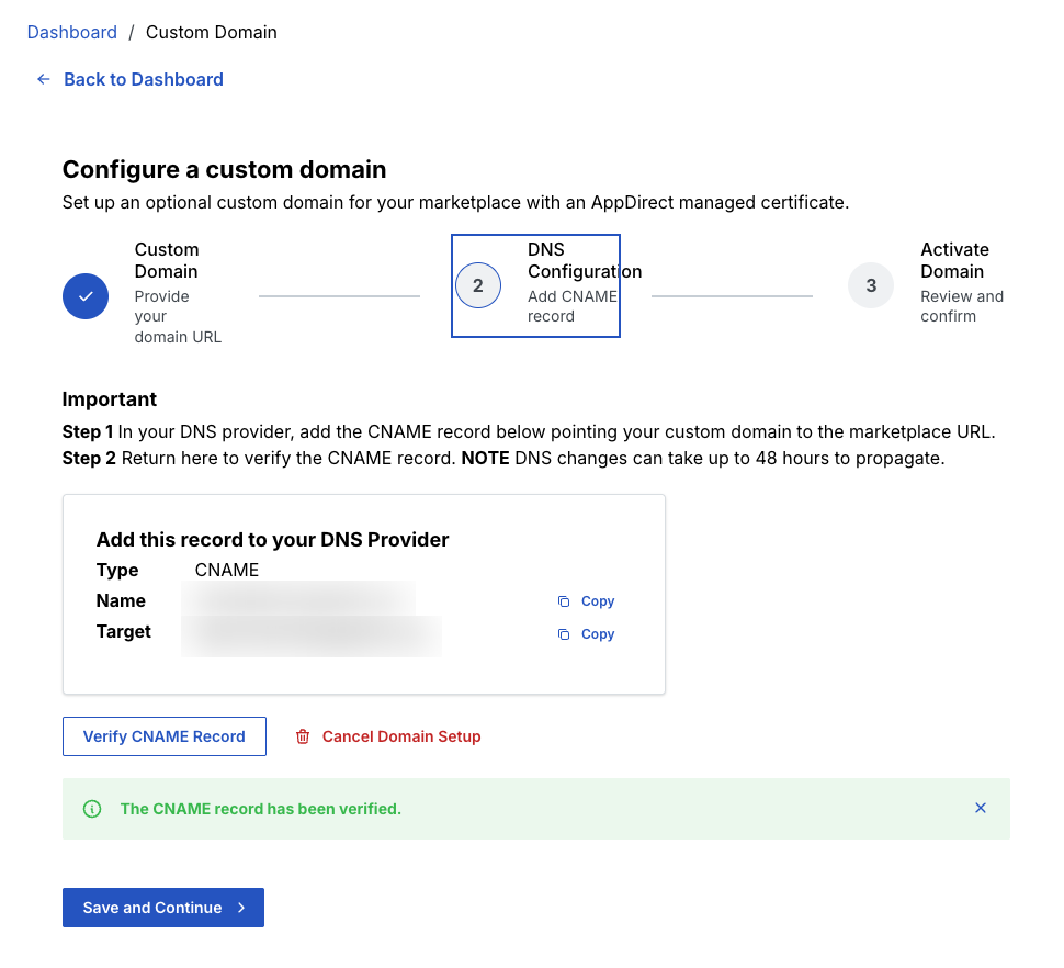 CNAME record verified