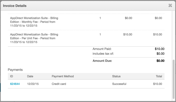 Bottom portion of the Invoice Details dialog